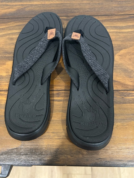 Kuailu Shoes - Black Kuailu Flip Flop Sandals, size 40